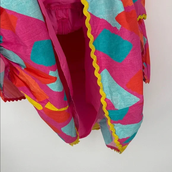 NWT Scrap work Pink Multi Geo Tiered Dress size L - Picture 8 of 8